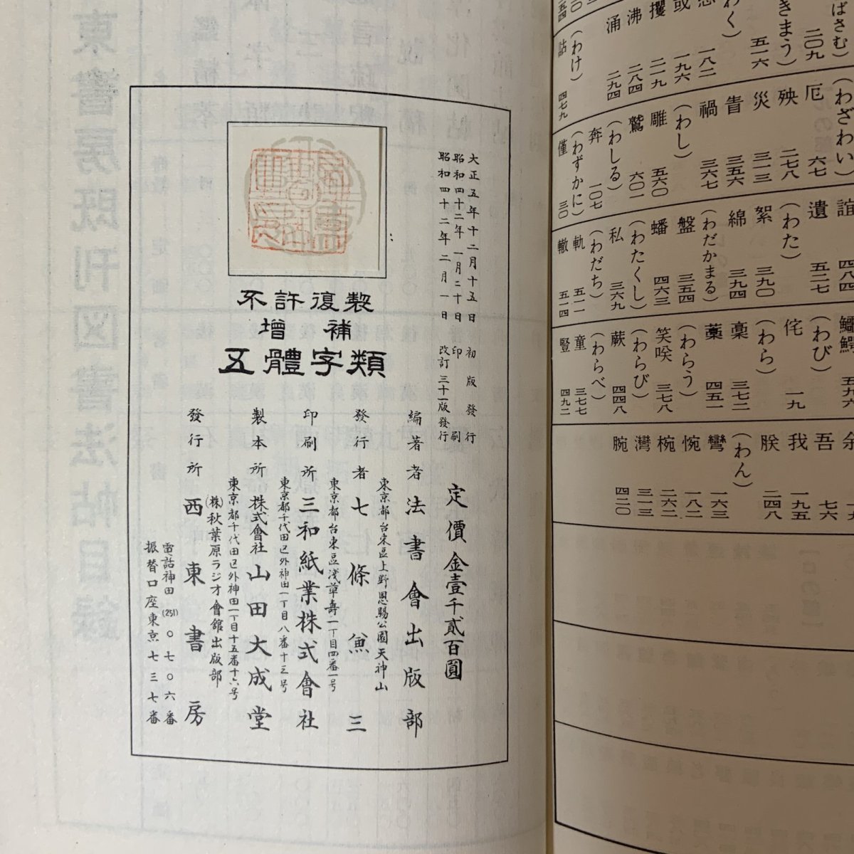 画像9: 五体字類 増補 鳴隺老人 昭和42年 1967年 西東書房 法書會出版部 楷書 行書 草書 隷書 篆書 辞典 書道史 古典臨書 漢字 篆刻 字典 (9)